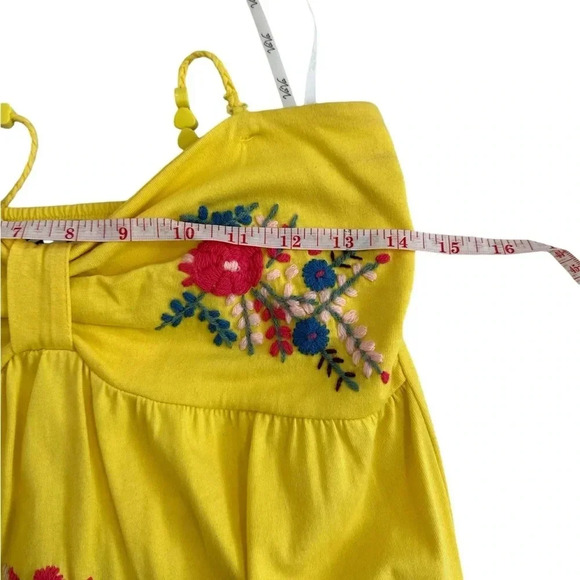 VaVa Flower Embroidered Yellow Dress Size XS. Worn as Halter or Strapless - Picture 6 of 7